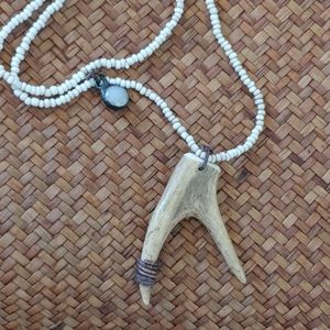 Boho Beaded antler necklace